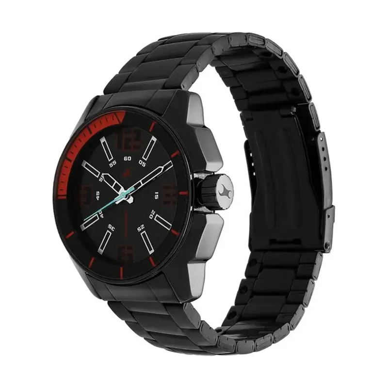 Fastrack Hitlist Black Dial Black Strap Men's Watch- 3089NM02